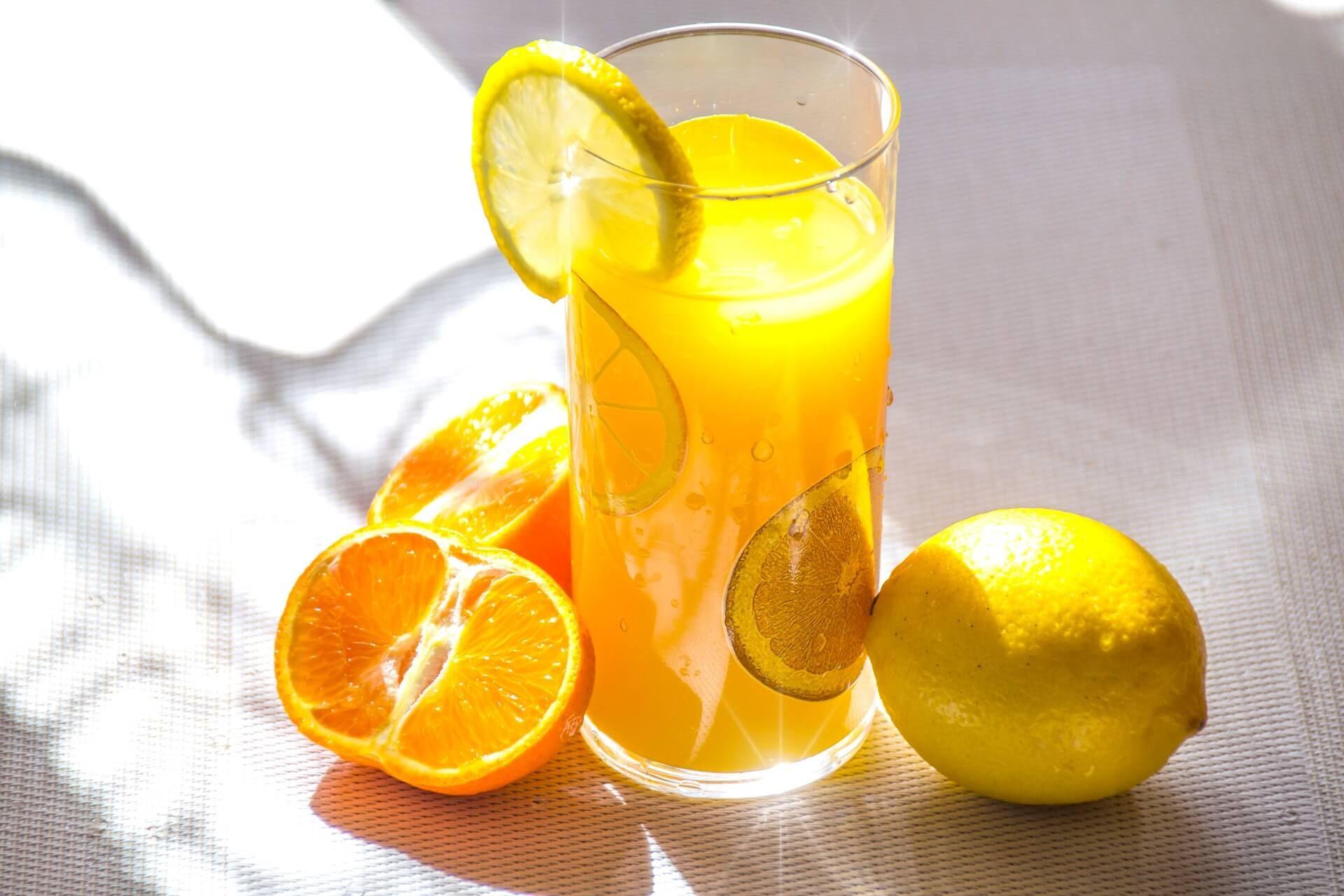 Glass of orange juice.