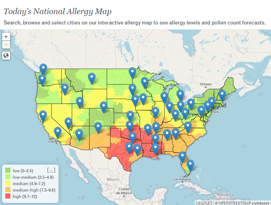 Interactive allergy map