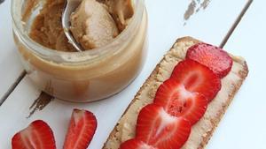 Strawberries and spread on toast.