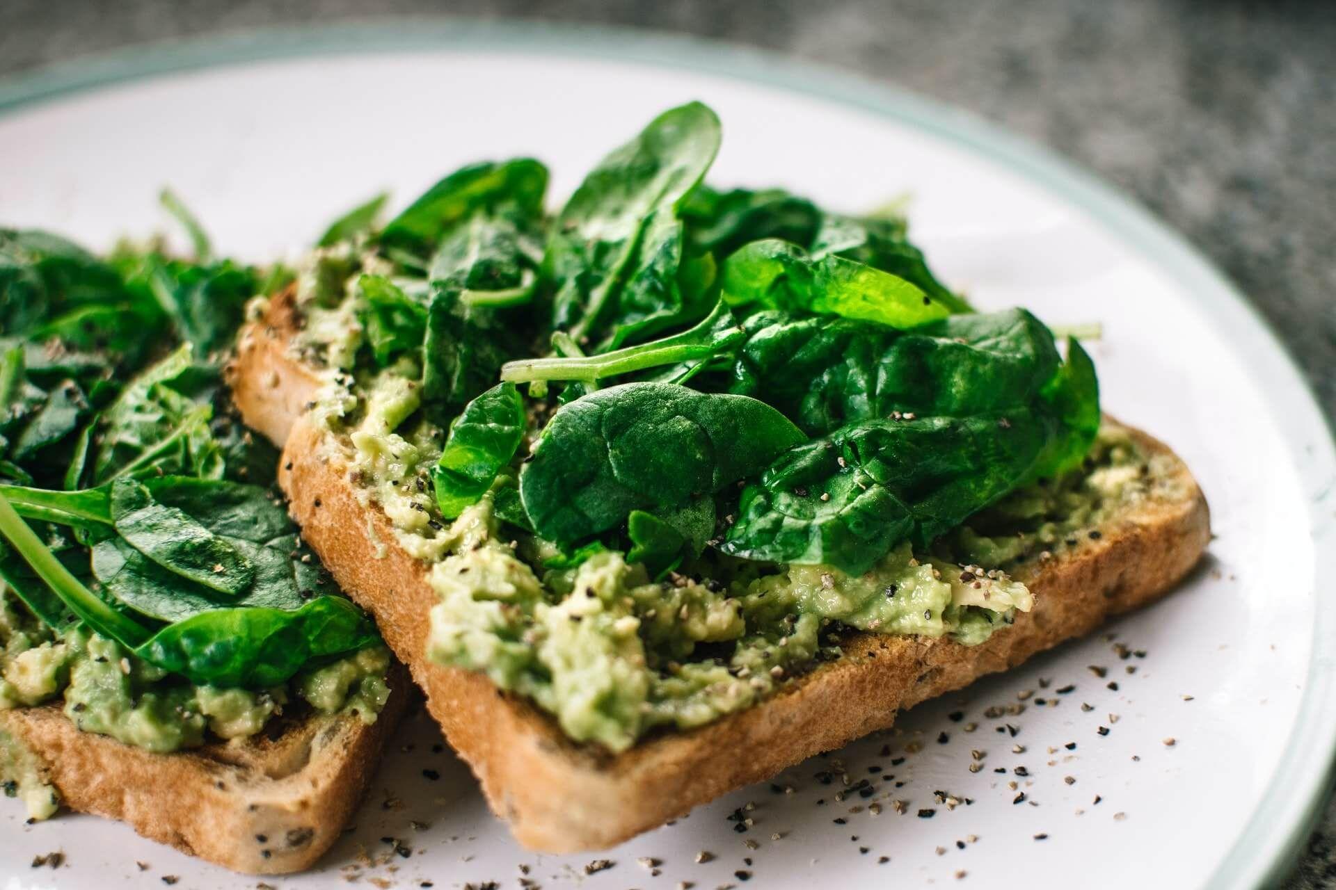 Spinach and spread on toast.